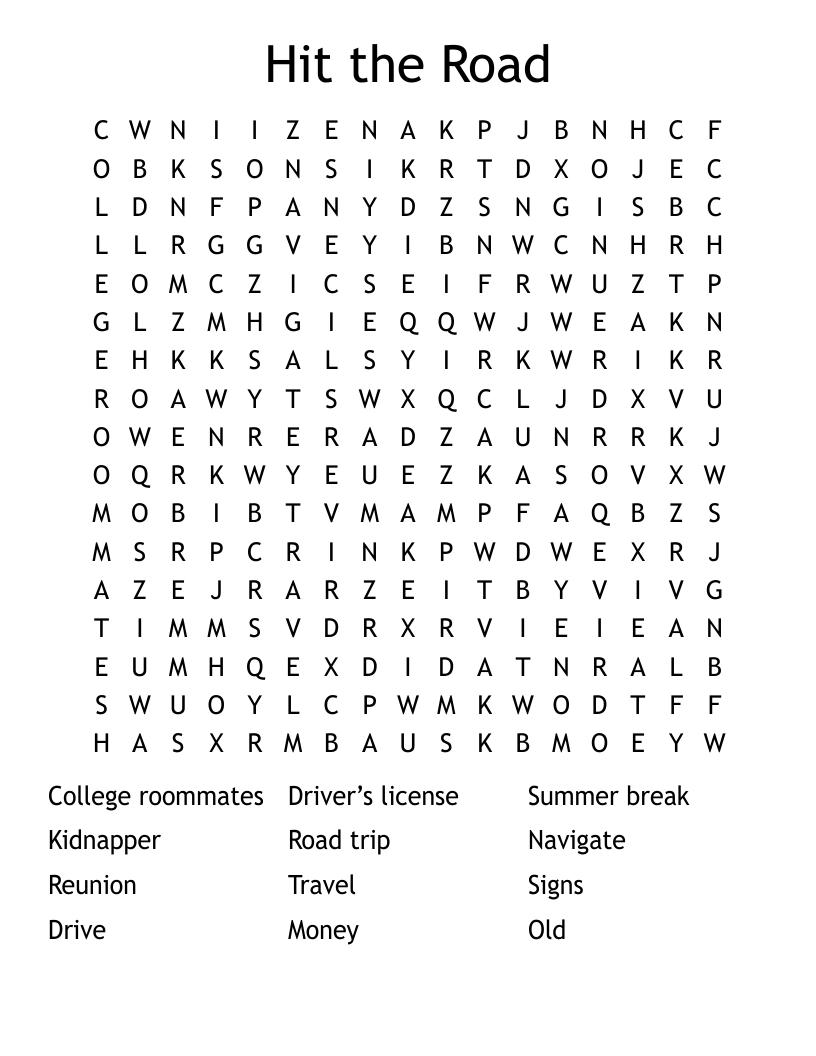 Hit the Road  Word Search