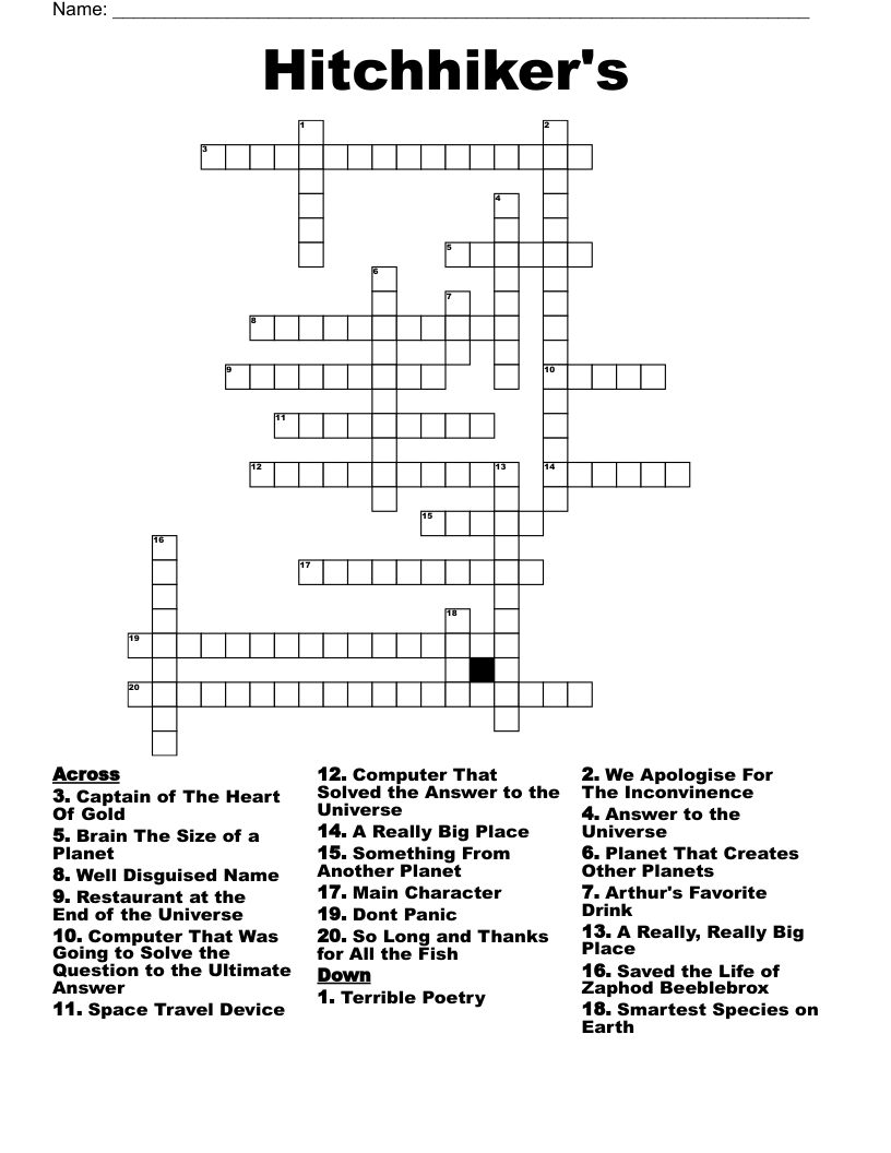 Hitchhiker's Crossword