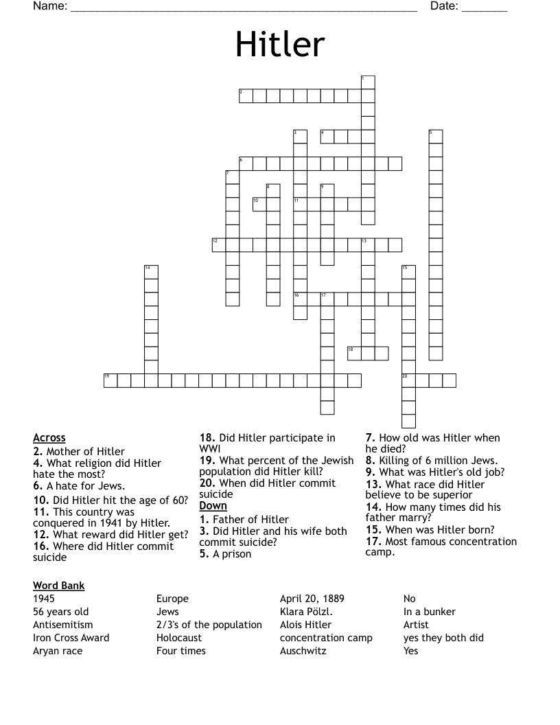 Hitler Crossword