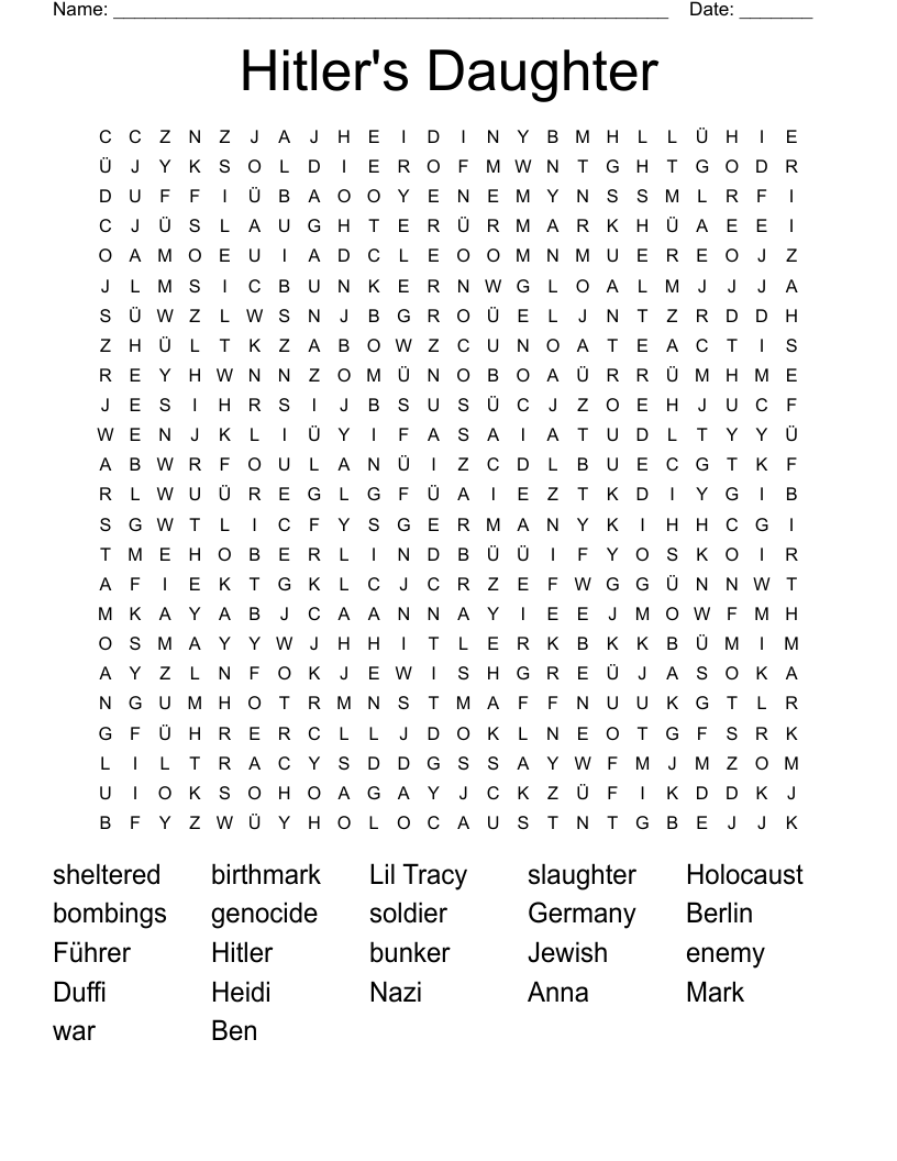 Hitler's Daughter Word Search