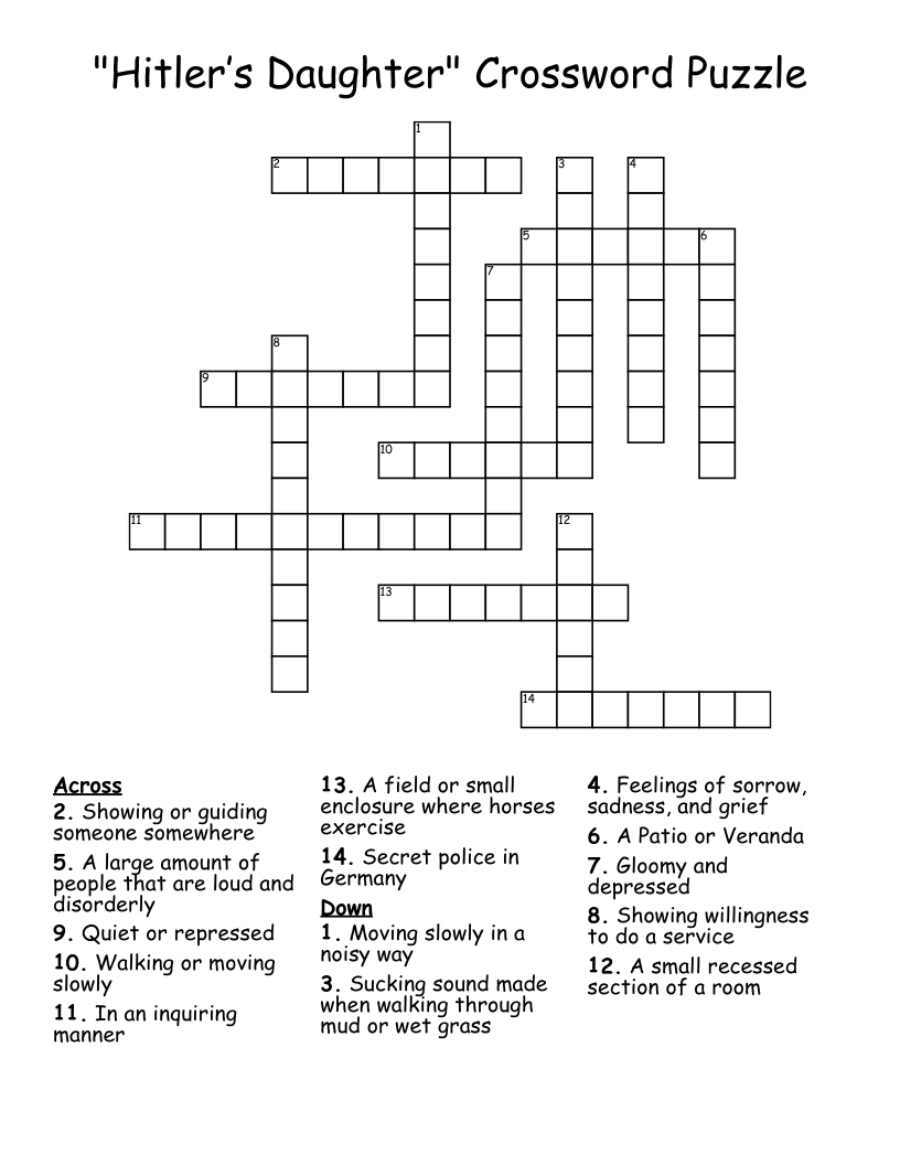 "Hitler’s Daughter" Crossword Puzzle