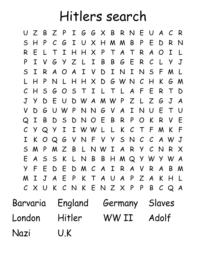 Hitlers search Word Search
