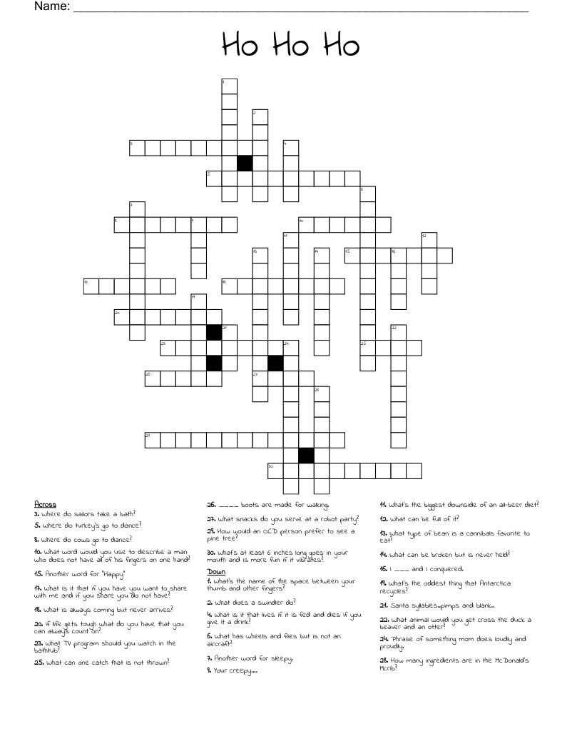 Ho Ho Ho Crossword
