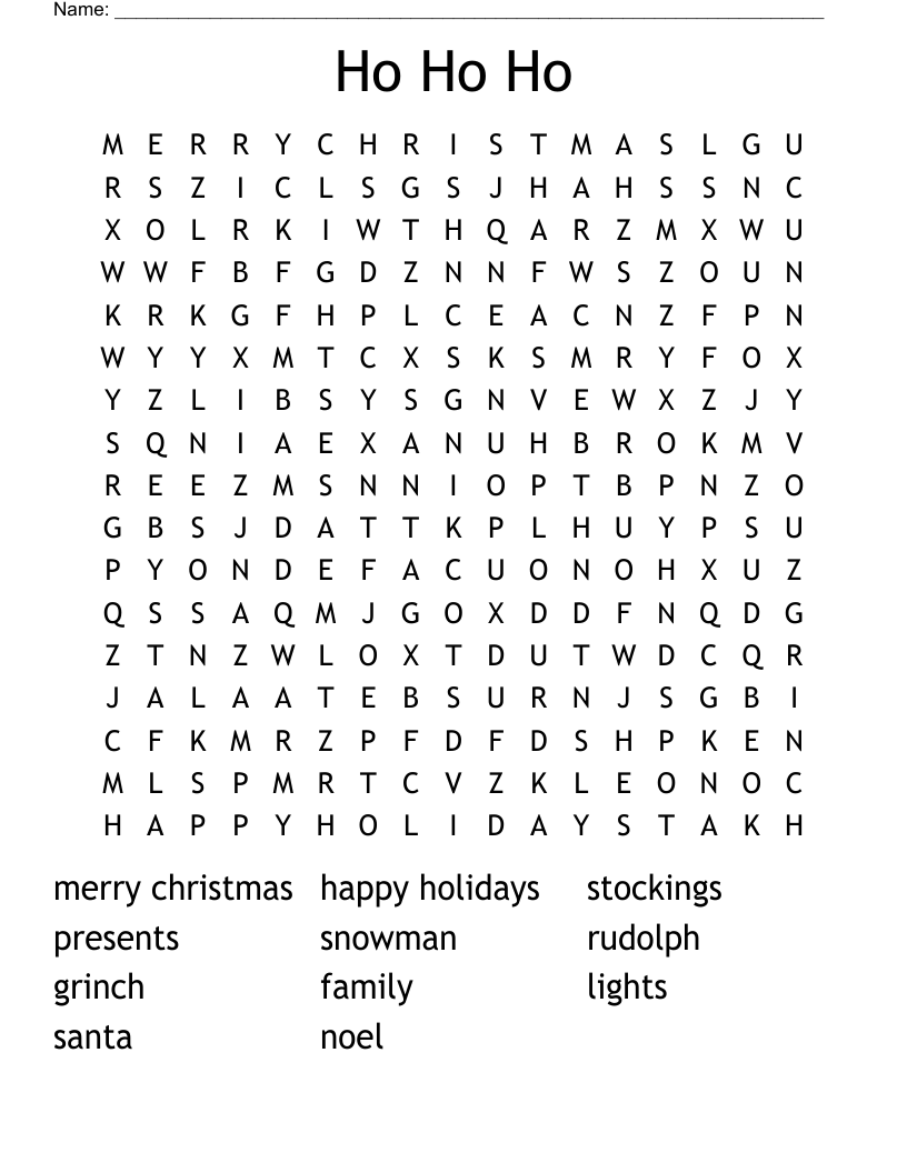 Ho Ho Ho  Word Search
