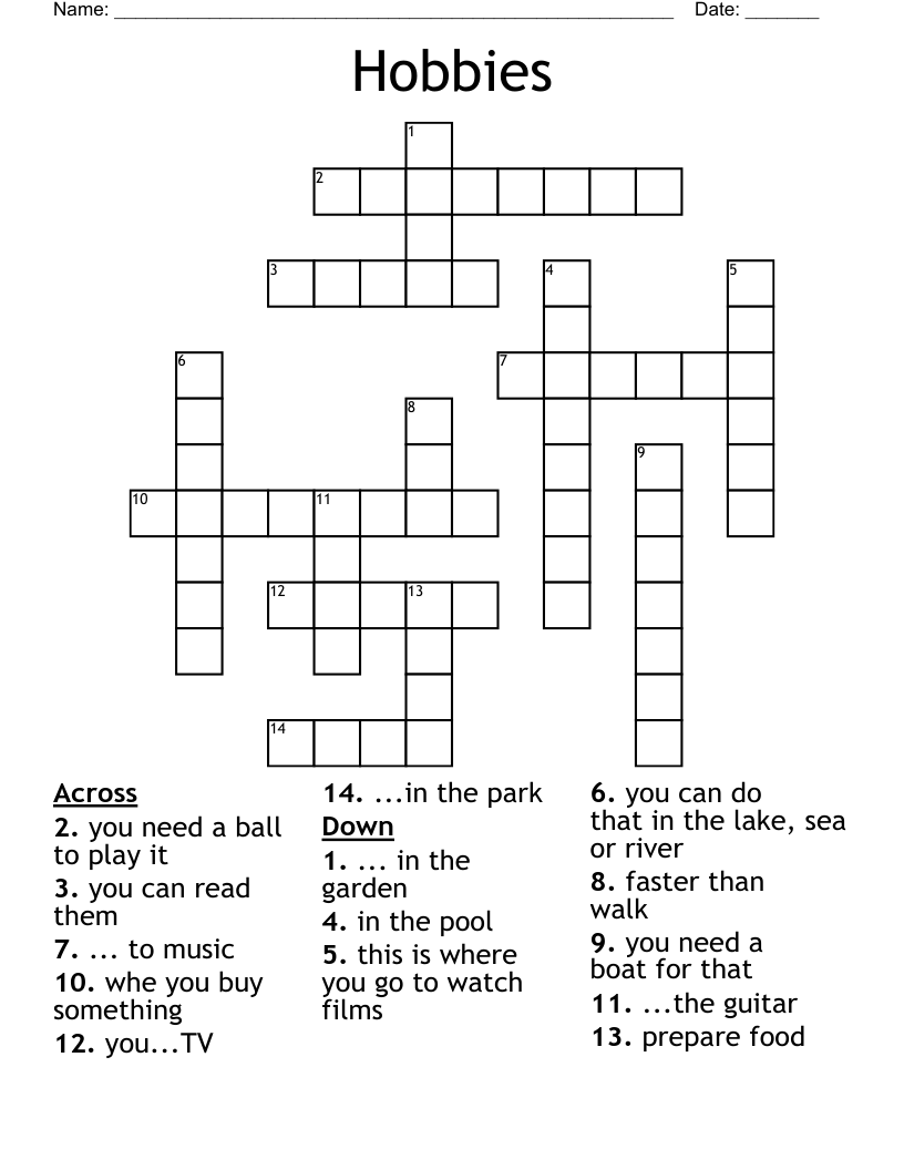 Hobbies Crossword