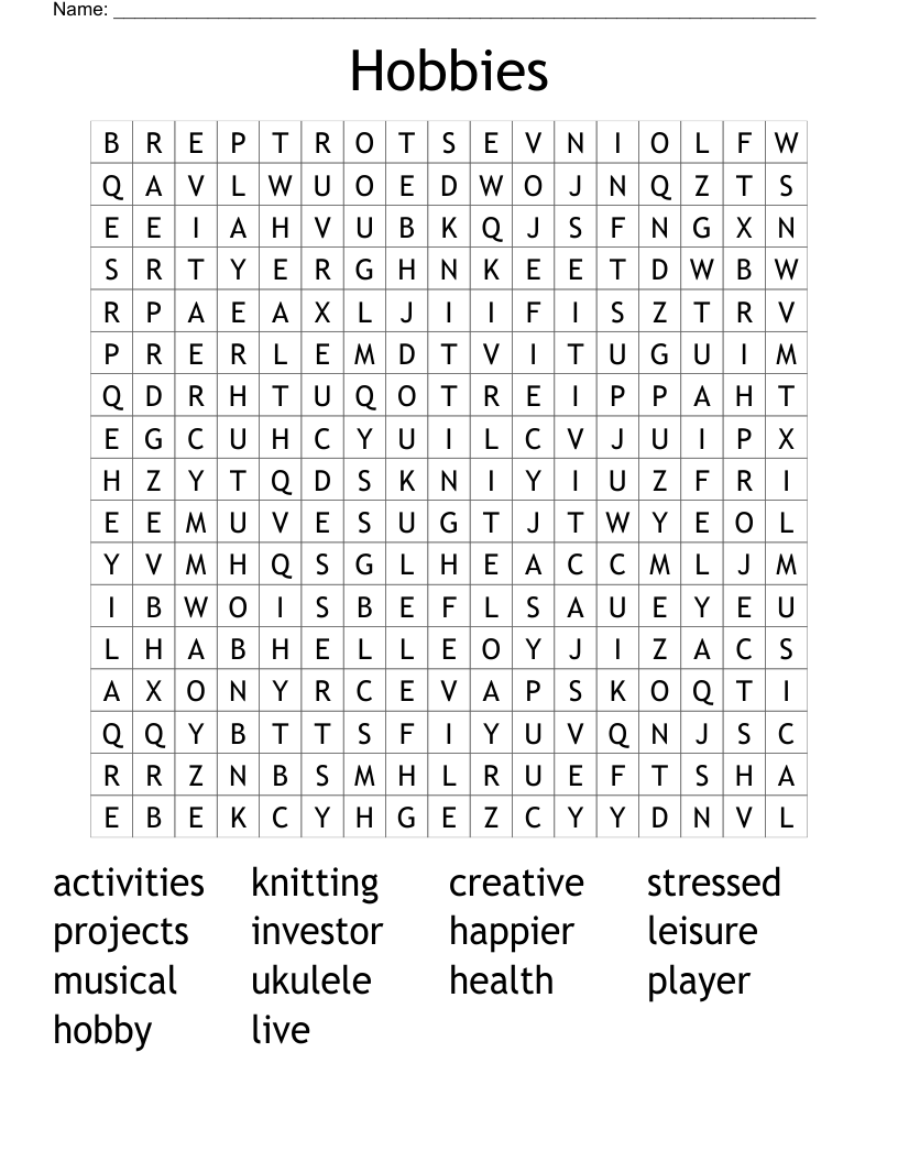 Hobbies Word Search