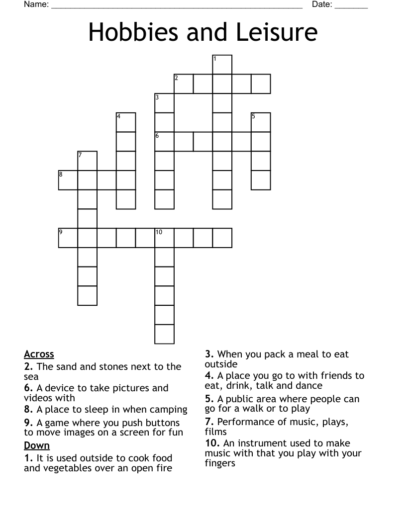 Hobbies and Leisure Crossword