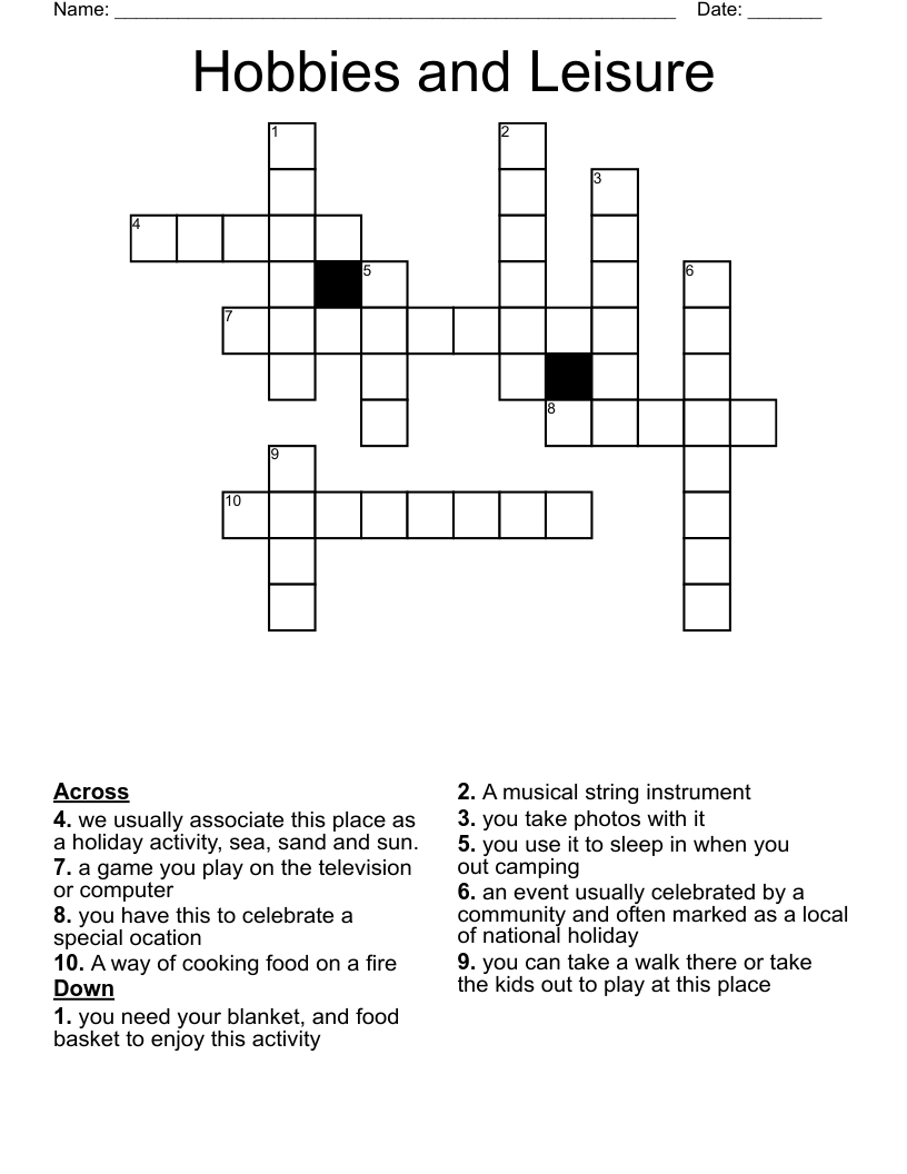 Hobbies and Leisure Crossword