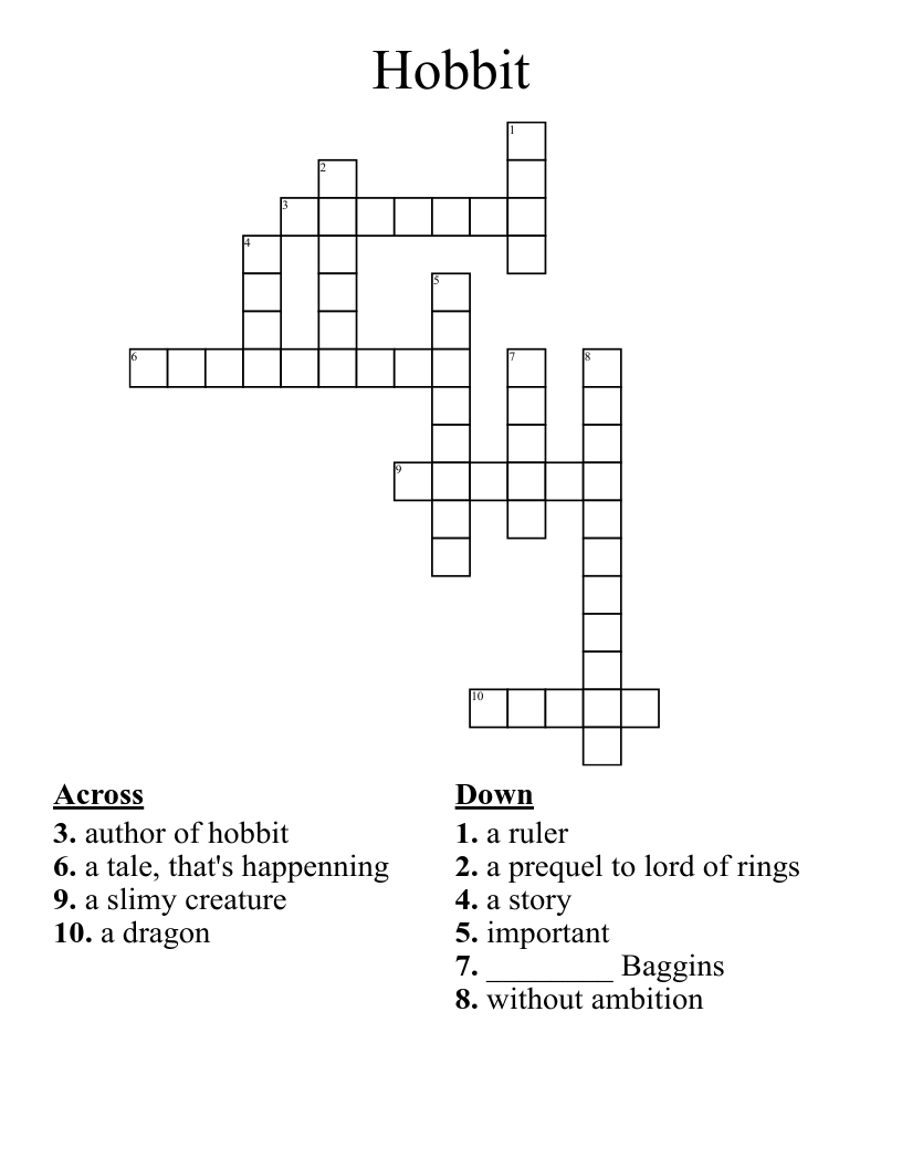 Hobbit Crossword