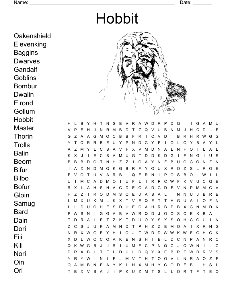Hobbit Word Search
