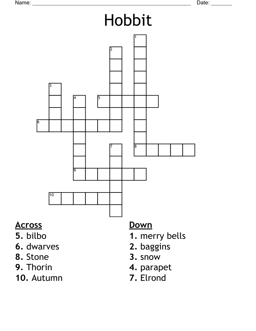 Hobbit Crossword
