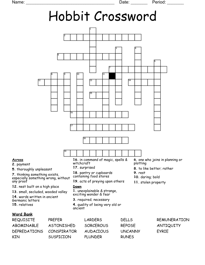 Hobbit Crossword