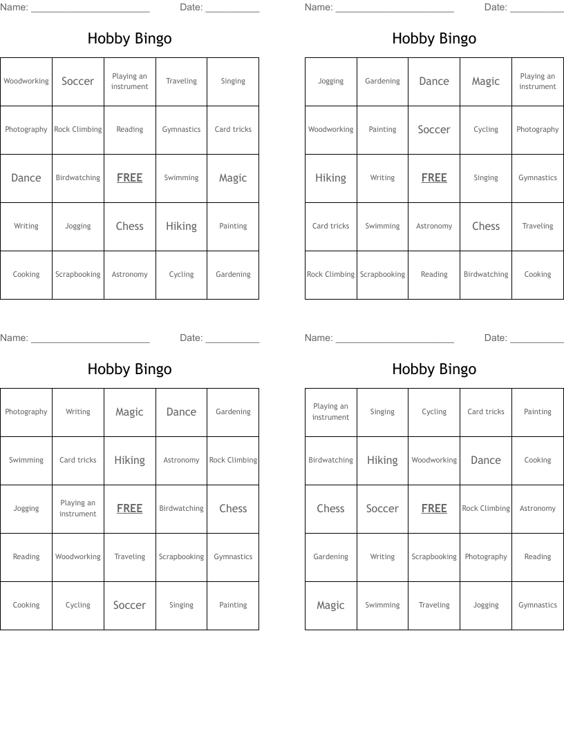 Hobby Bingo
