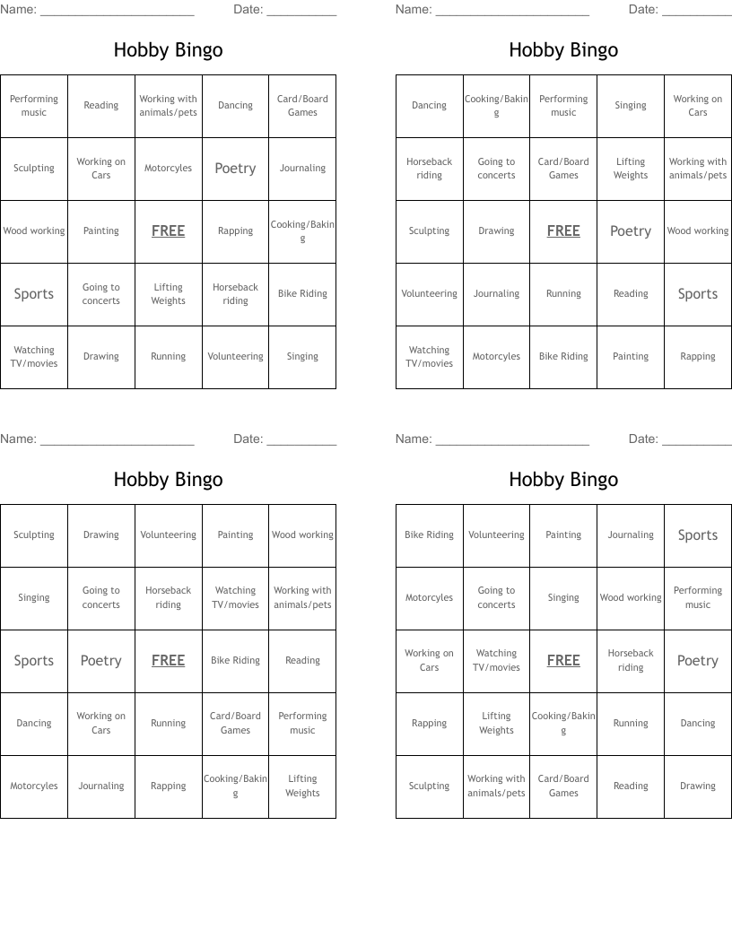Hobby Bingo