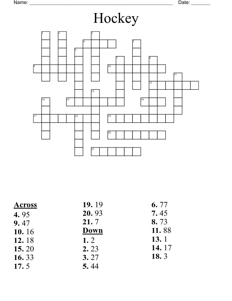 Hockey Crossword