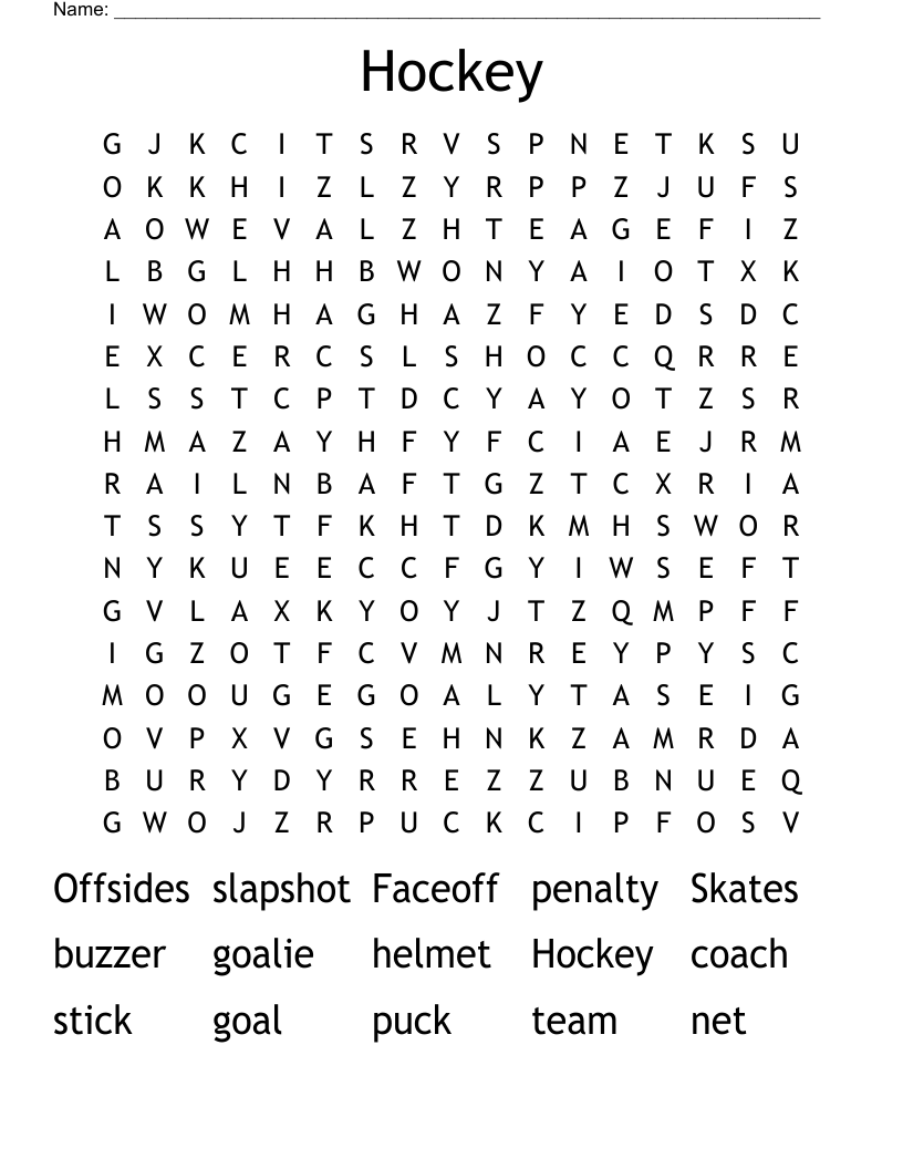 Hockey Word Search