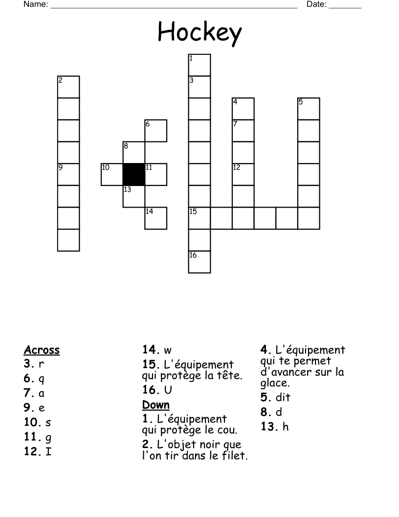 Hockey Crossword