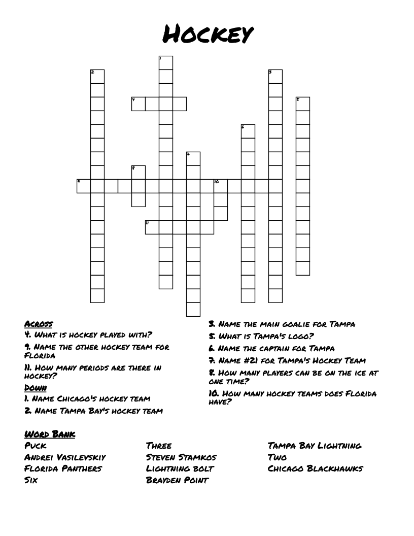 Hockey Crossword