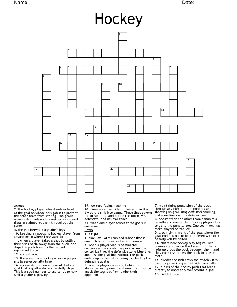 Hockey Crossword