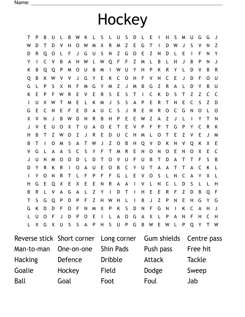 Hockey Word Search