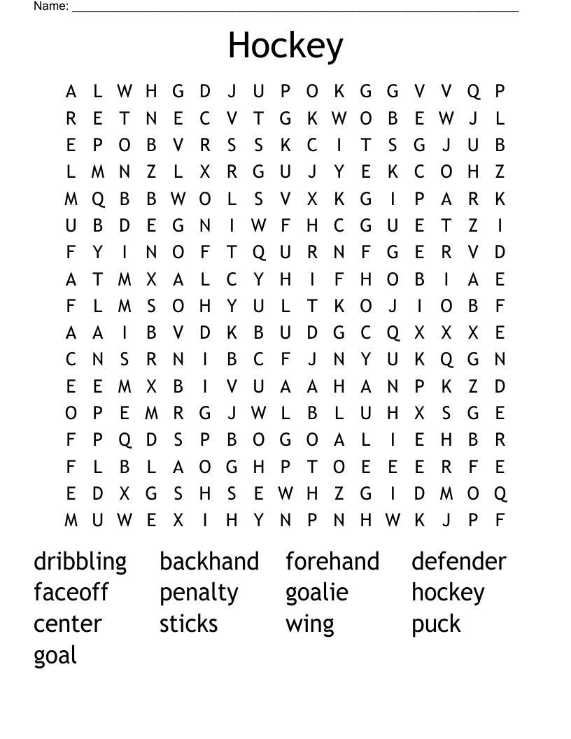 Hockey Word Search