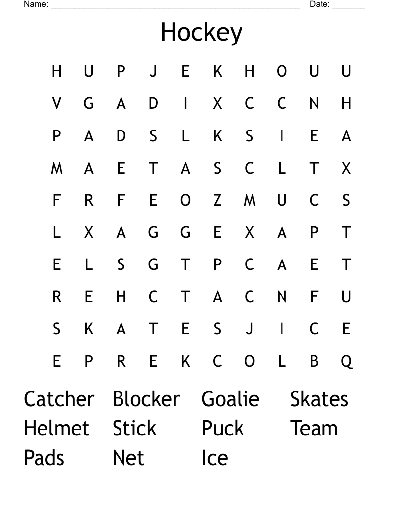 Hockey Word Search