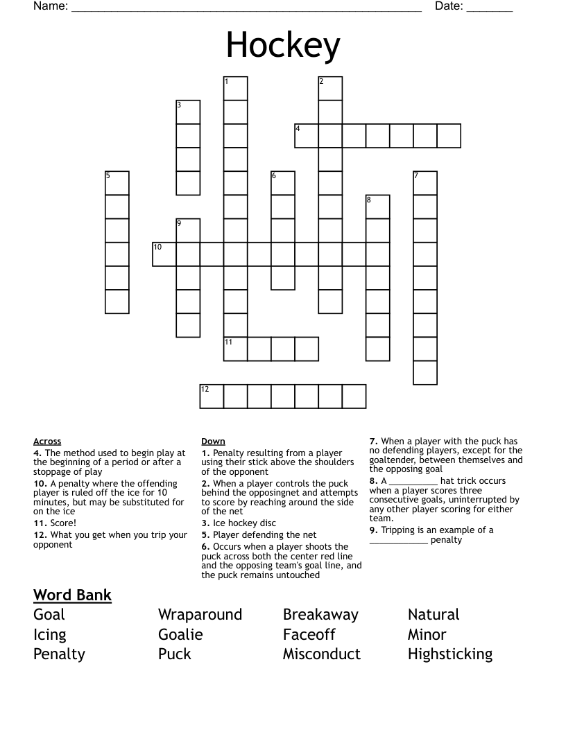 Hockey Crossword