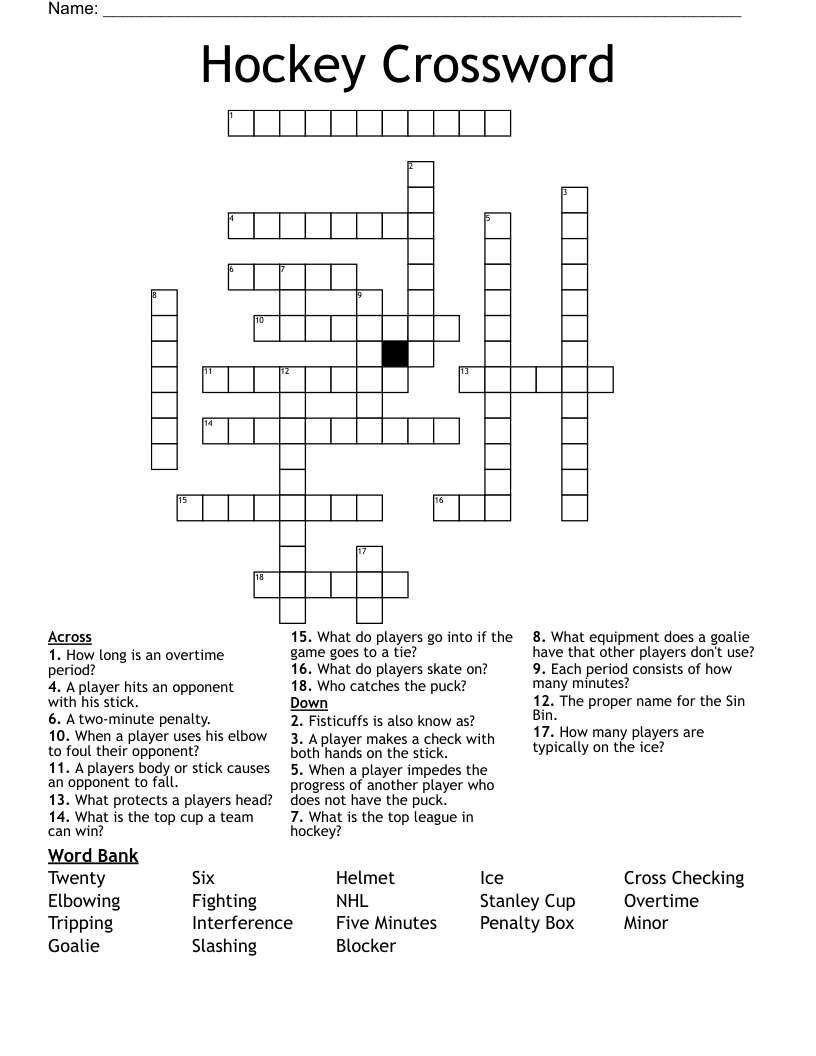 Hockey Crossword