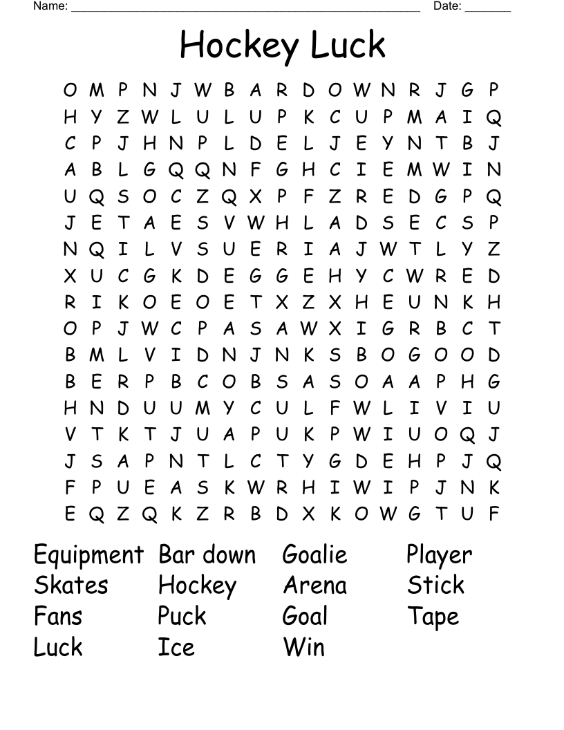 Hockey Luck Word Search