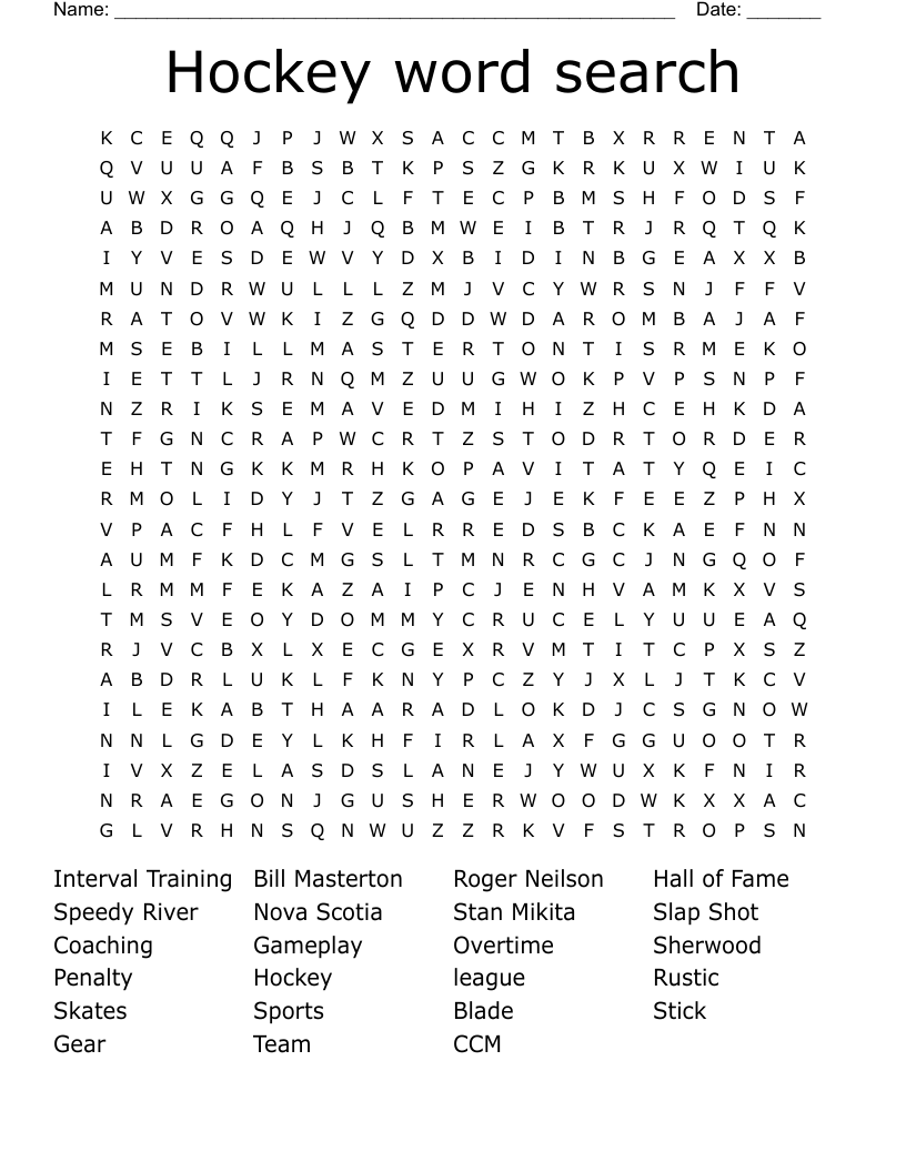 Hockey word search