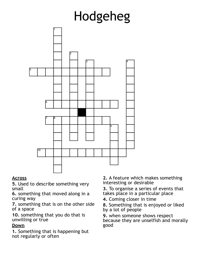 Hodgeheg Crossword