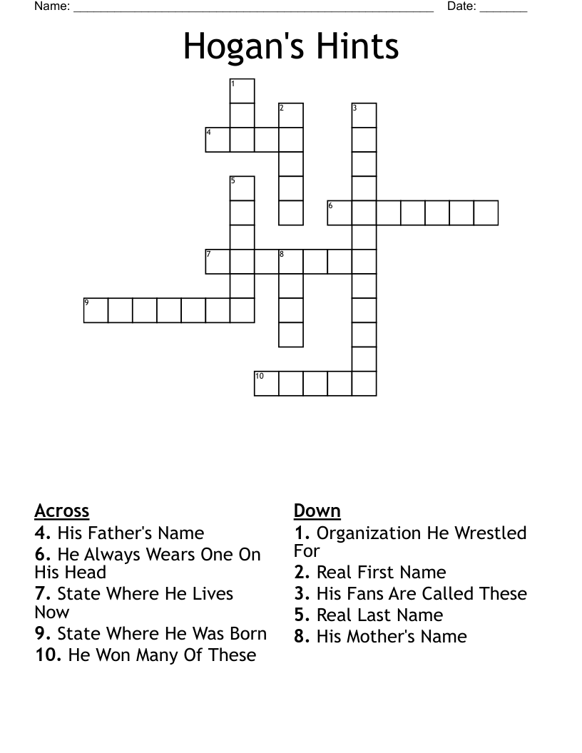 Hogan's Hints Crossword