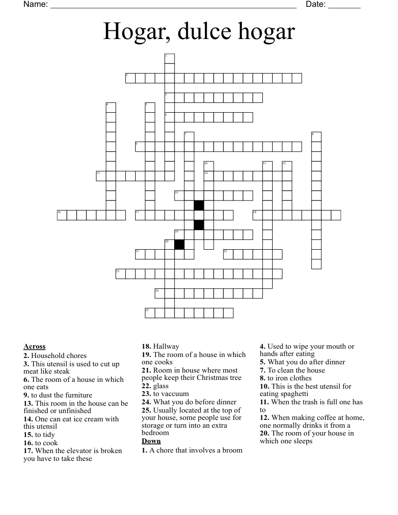 Hogar, dulce hogar Crossword