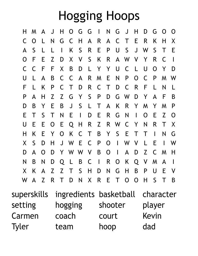 Hogging Hoops Word Search
