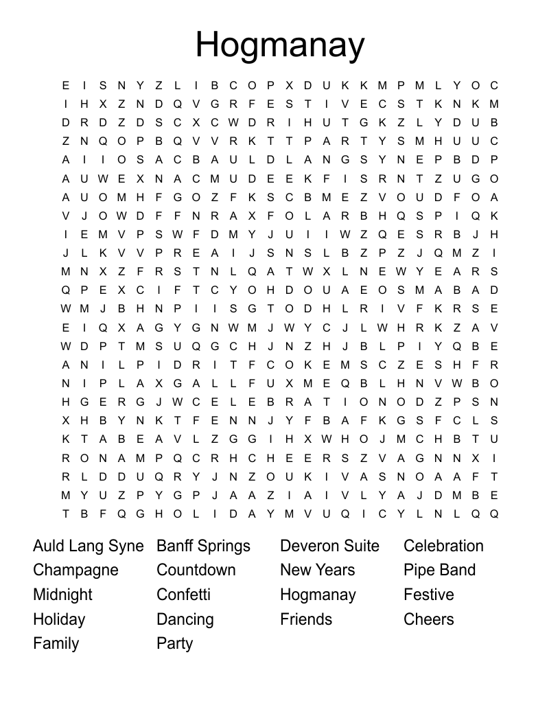 Hogmanay Word Search
