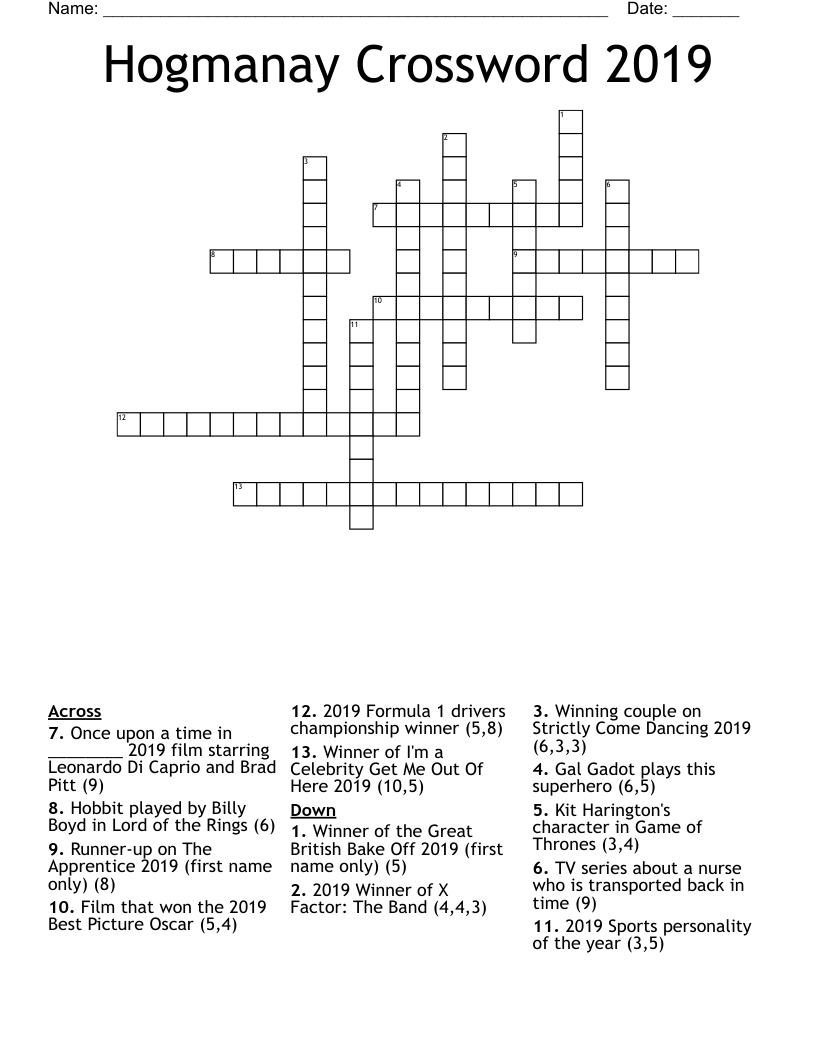 Hogmanay Crossword 2019