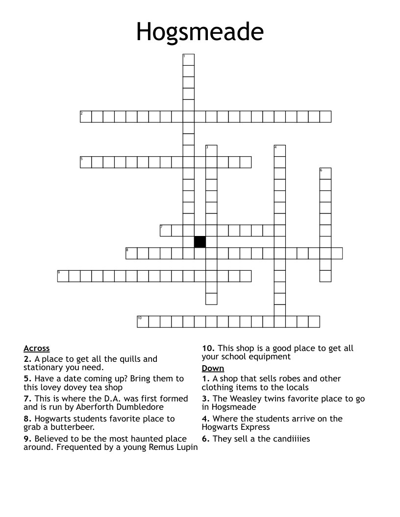 Hogsmeade Crossword