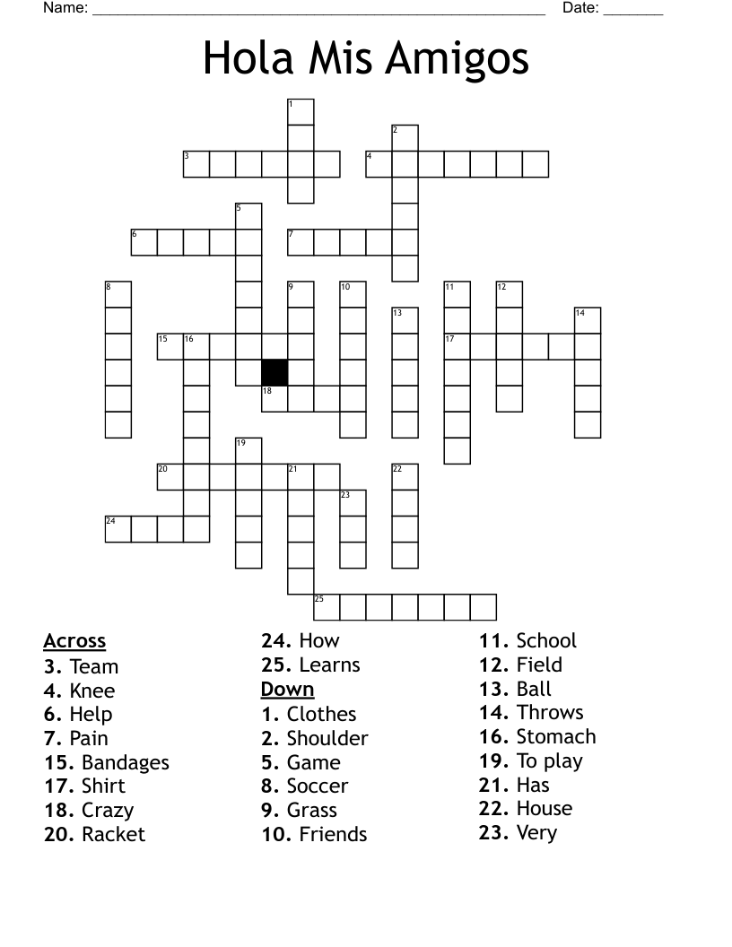 Hola Mis Amigos Crossword