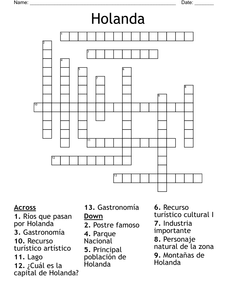 Holanda Crossword