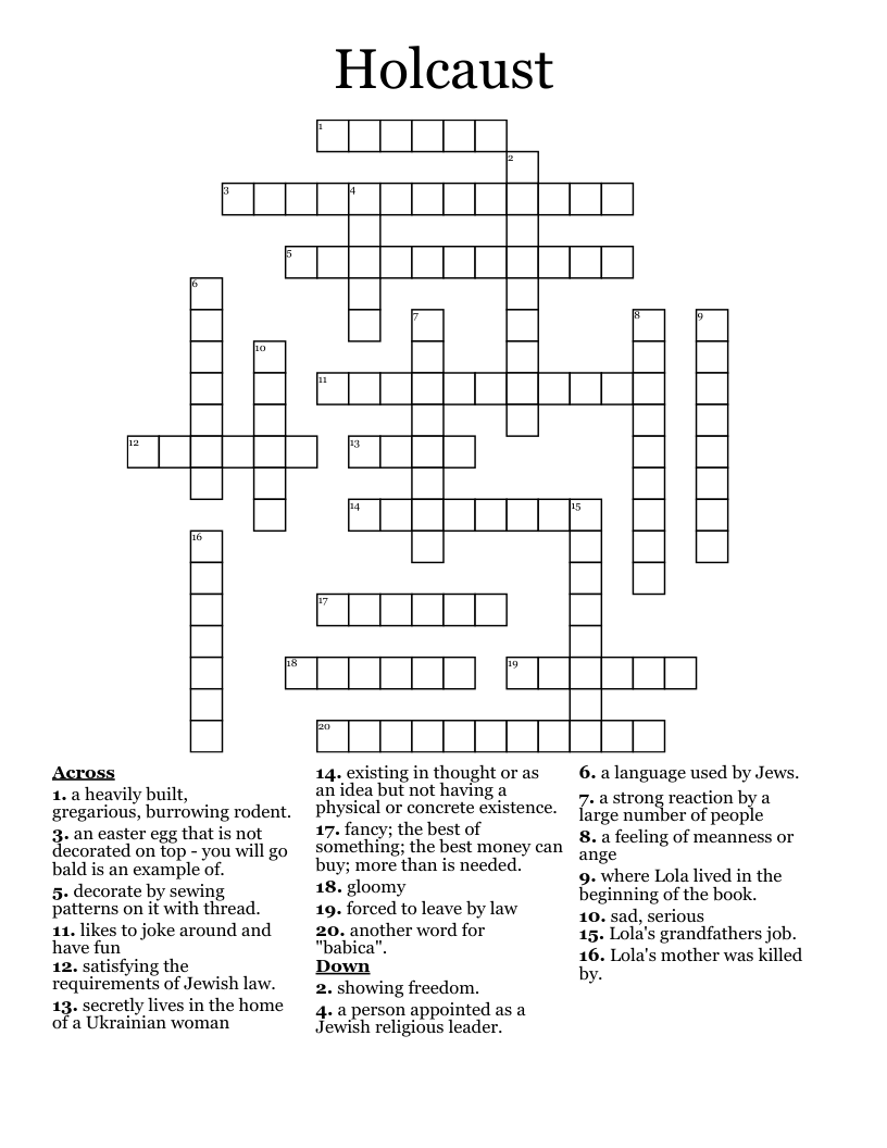 Holcaust Crossword