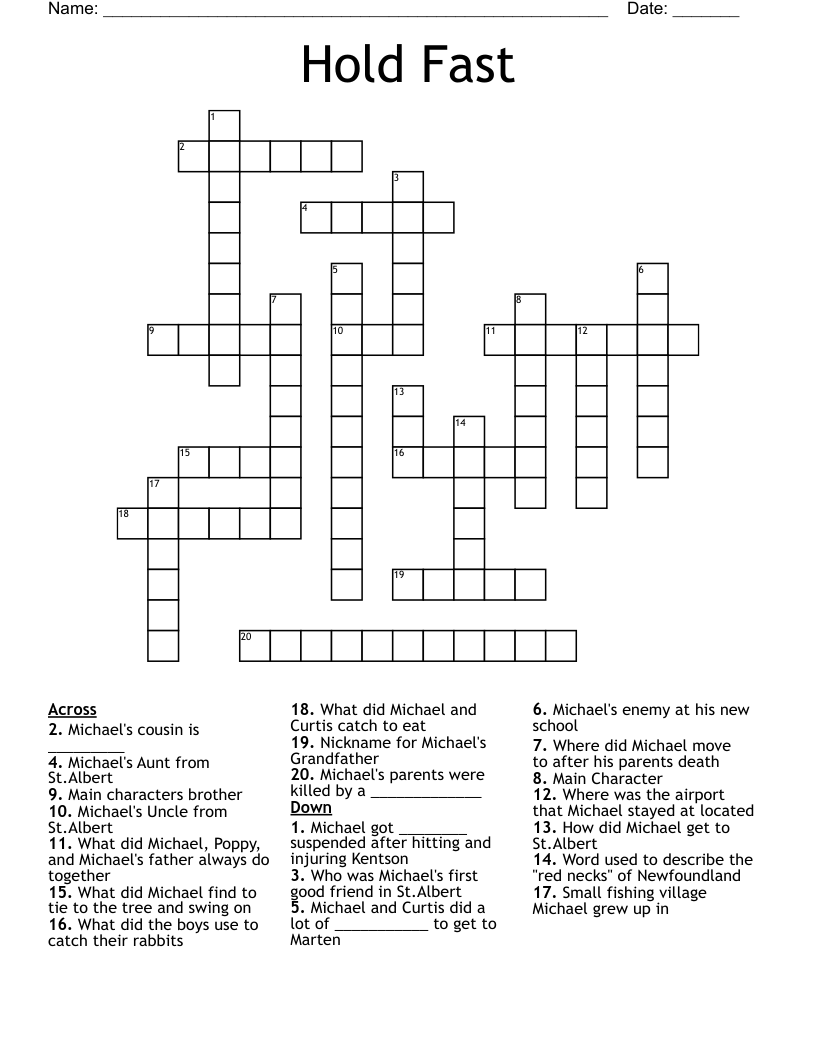 Hold Fast Crossword