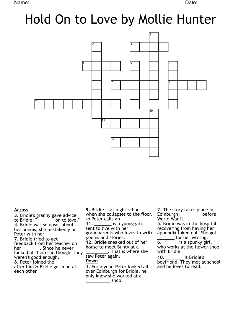 Hold On to Love by Mollie Hunter Crossword