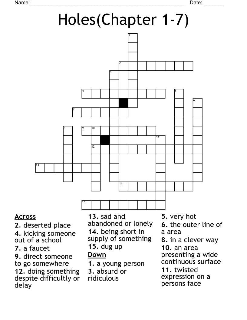 Holes(Chapter 1-7) Crossword