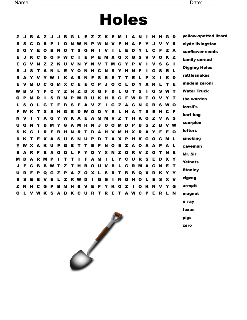 Holes Word Search