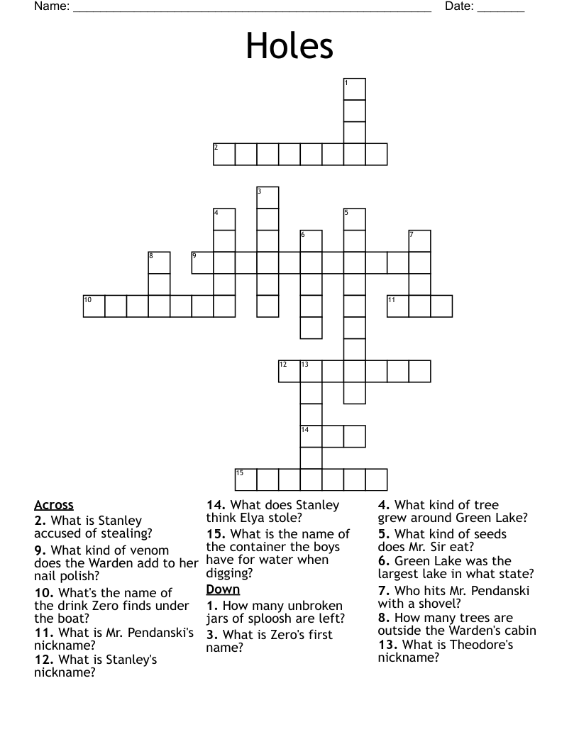 Holes Crossword
