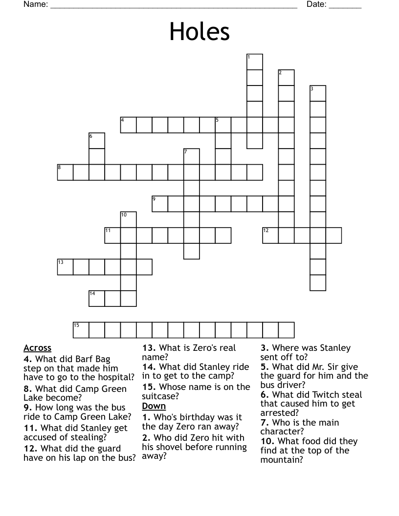 Holes Crossword