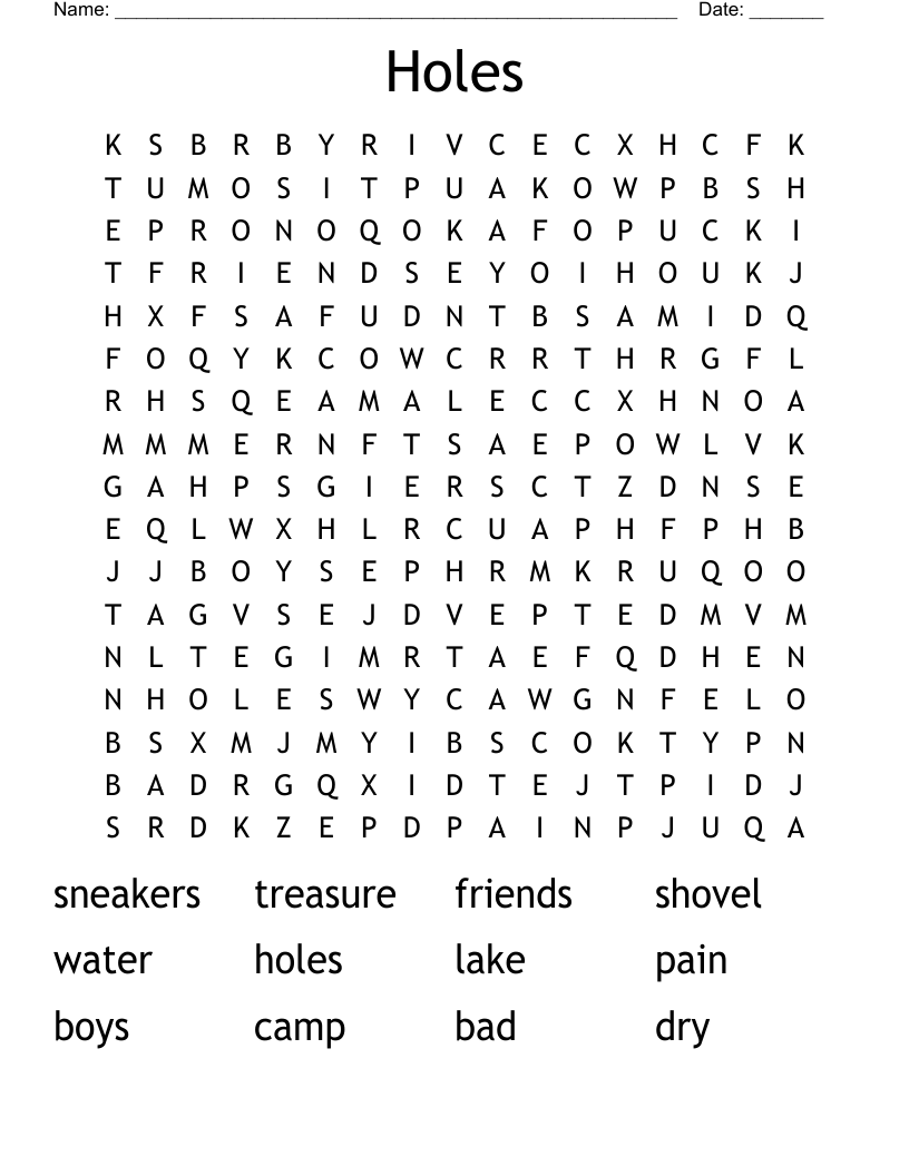 Holes Word Search