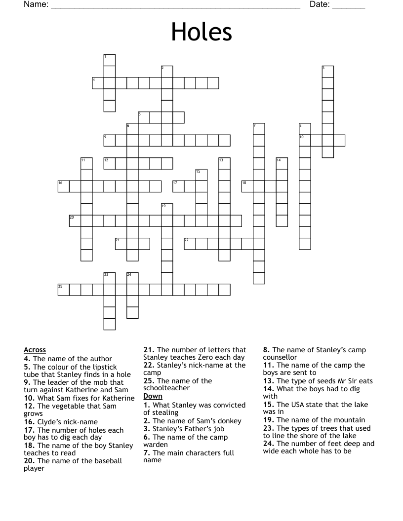Holes Crossword