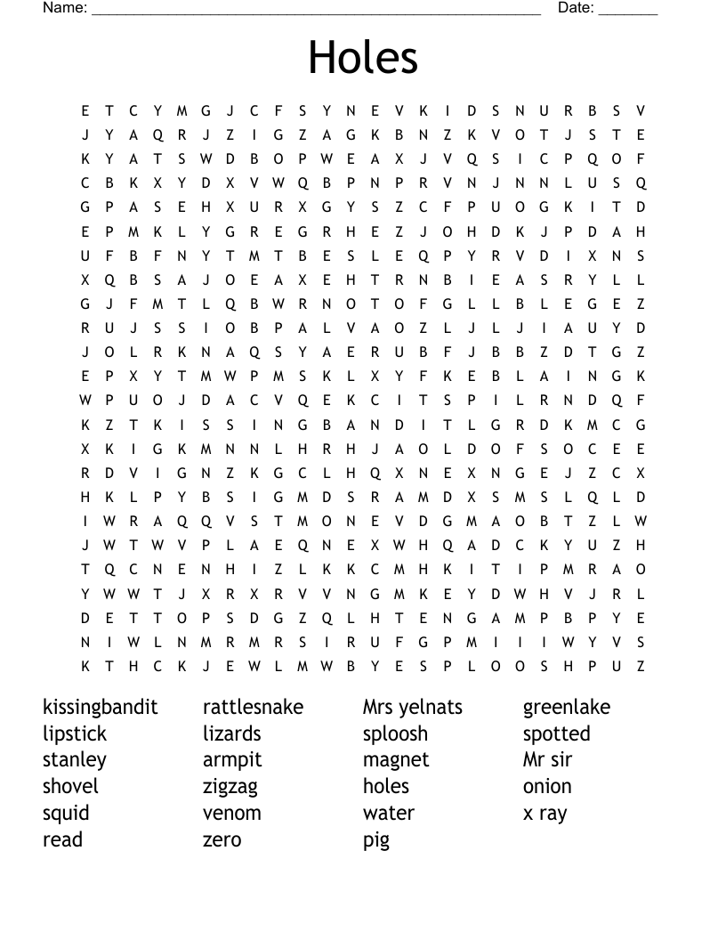 Holes Word Search