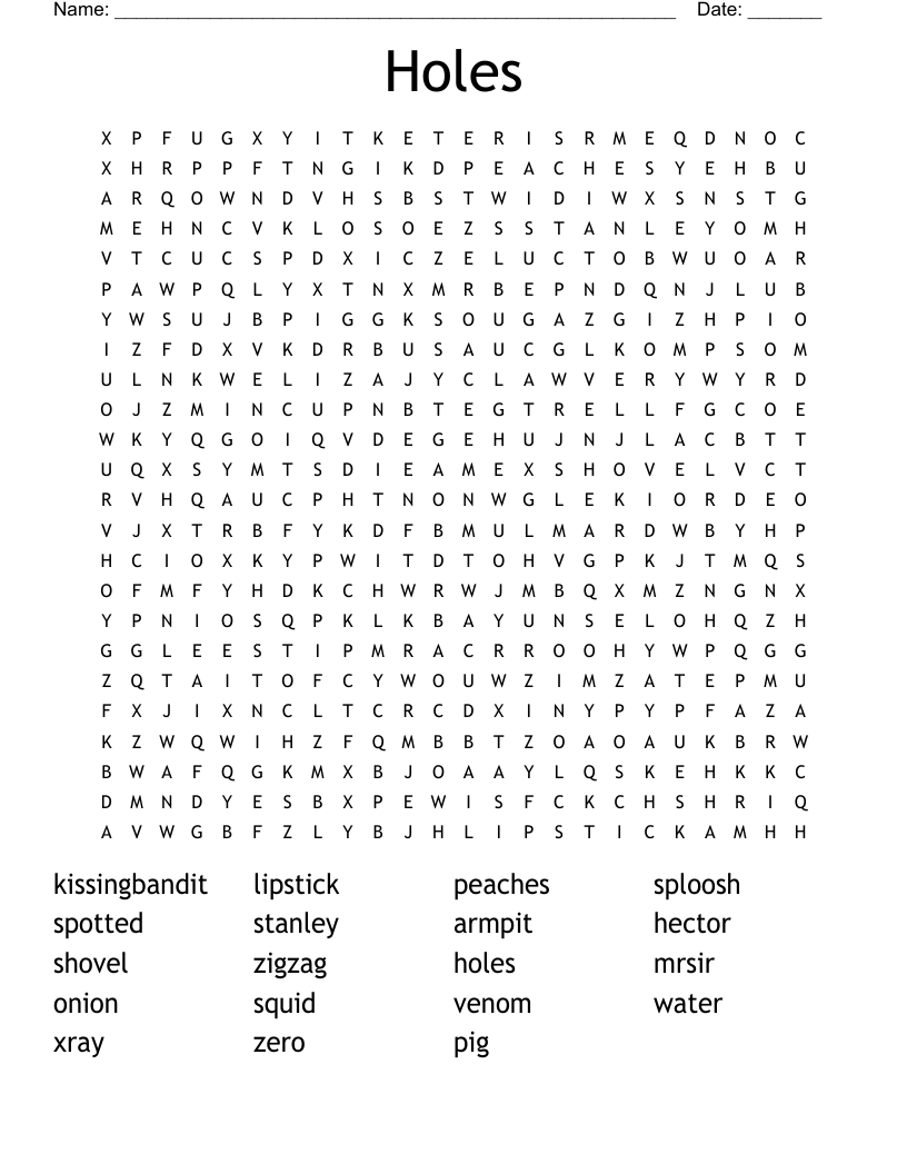 Holes Word Search
